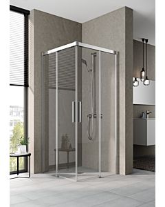 Kermi Nica corner entry Kermi Nica half part 2-part. NIC2R10020VAK 100x200cm, right, high-gloss silver, clear toughened safety glass, on shower tray