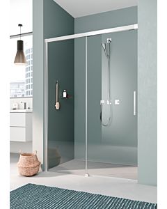 Kermi Nica door 2-part, with fixed panel NIL2L10020VPK 100x200cm, silver high gloss, TSG clear clean, left