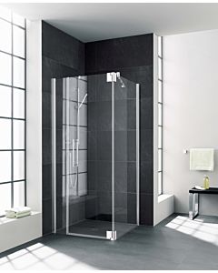 Kermi Pasa XP swing door 2000 -fl. and fixed panel for side panel PX1FL10018VYK 100x185cm, silver gloss, ESG SR OpacoClean, left, on shower tray