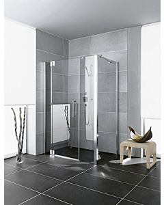 Kermi Pasa XP swing door 2000 -leaved with fixed fields PX1GL12320VYK 123x200cm, silver gloss, ESG SR OpacoClean, left, on the shower area