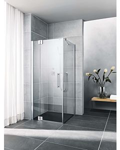 Kermi Pasa XP swing door 2000 -fl. fixed panel for side wall PX1WR07820VYK 78x200cm, silver gloss, ESG SR OpacoClean, right, on shower area