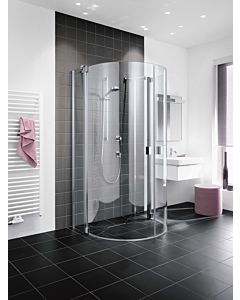 Kermi Raya semicircle shower c. commutes. with fixed panels RAZ2009020VPK 107.6/85.5-88.5 x 200 cm, silver high-gloss, TSG clear Clean