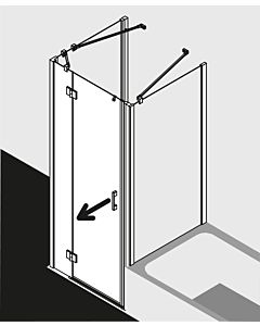 Kermi Liga swing door with fixed panel LISTL11020VAK 110x200cm, silver / high-gloss, left, on shower tray