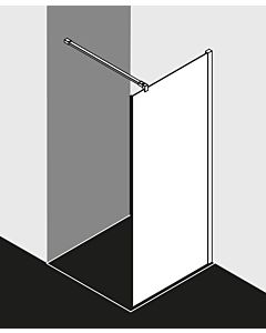 Kermi Tusca side wall with wall profile TUTWP10020VAK 100x200cm, high-gloss silver, clear toughened safety glass, on shower tray