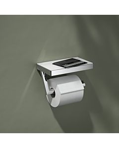 Keuco Reva Toilettenpapierhalter 12873019000 verchromt, mit Glasablage, offene Form, Rollenbreite 100/120mm