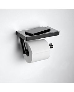 Keuco Reva Toilettenpapierhalter 12873379000 schwarz matt, mit Glasablage, offene Form, Rollenbreite 100/120mm