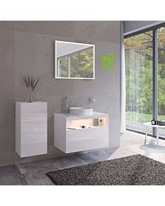 Keuco Stageline middle cabinet 32811300001 40 x 78.2 x 36 cm, white decor, clear white glass, 2000 door, hinged on the left