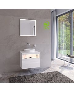Keuco meuble sous-lavabo Stageline 32853300100 65 x 55 x 49 cm, décor blanc , verre blanc clair, avec électricité
