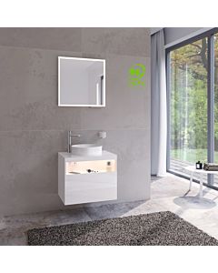 Keuco Stageline meuble sous-vasque 32854300100 65 x 55 x 49 cm, décor blanc , verre match1 clair, avec blanc , avec trou pour robinet