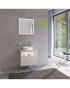 Keuco Stageline vanity unit 32855180100 65 x 55 x 49 cm, cashmere decor, clear cashmere glass, with electronics, tap hole on the right