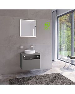 Keuco Stageline vanity unit 32855290000 65 x 55 x 49 cm, Inox satin matt lacquer, Inox glass, without electronics, tap hole on the right