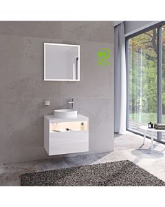Keuco Stageline vanity unit 32855300100 65 x 55 x 49 cm, white decor, white clear glass, with electronics, tap hole on the right