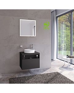 Keuco Meuble sous-lavabo Stageline 32855970000 65 x 55 x 49 cm, décor vulcanite, verre vulcanite satiné, sans électronique, trou pour robinet à droite