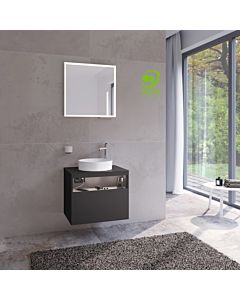 Keuco Stageline vanity unit 32855970100 65 x 55 x 49 cm, vulcanite decor, frosted vulcanite glass, with electronics, tap hole on the right