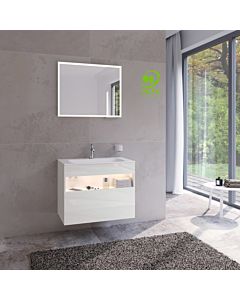 Keuco meuble sous-lavabo Stageline 32862300100 80 x 62,5 x 49 cm, décor blanc , verre match1 clair, avec blanc