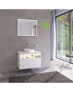 Keuco meuble sous-lavabo Stageline 32863300100 80 x 55 x 49 cm, décor blanc , verre blanc clair, avec électricité
