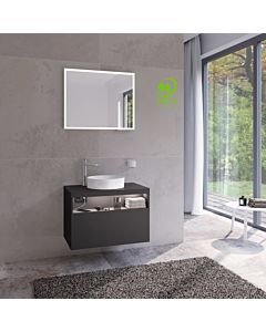 Keuco Stageline vanity unit 32864970100 80 x 55 x 49 cm, vulcanite decor, frosted vulcanite glass, with electronics, with tap hole