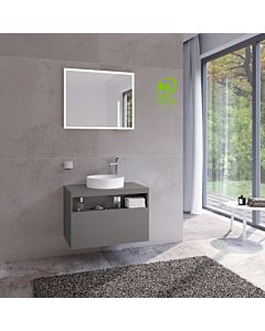 Keuco Stageline vanity unit 32865290000 80 x 55 x 49 cm, Inox satin matt lacquer, Inox glass, without electronics, tap hole on the right