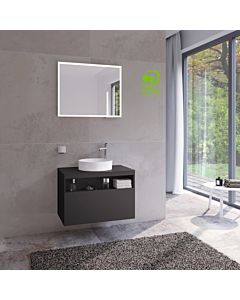 Keuco Meuble sous-lavabo Stageline 32865970000 80 x 55 x 49 cm, décor vulcanite, verre vulcanite satiné, sans électronique, trou pour robinet à droite