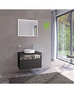 Keuco Stageline vanity unit 32865970100 80 x 55 x 49 cm, vulcanite decor, frosted vulcanite glass, with electronics, tap hole on the right
