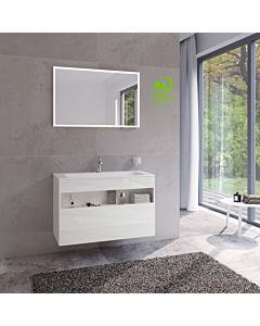 Keuco meuble sous-lavabo Stageline 32872300000 100 x 62,5 x 49 cm, décor blanc , verre blanc clair, sans électricité