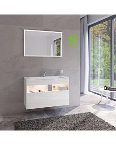 Keuco Stageline vanity unit 32872300100 100 x 62.5 x 49 cm, white decor, clear white glass, with electrics