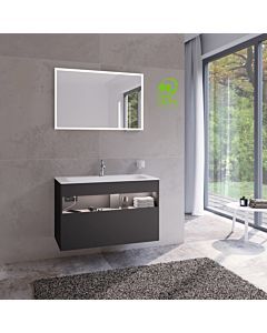 Keuco Stageline vanity unit 32872970100 100 x 62.5 x 49 cm, vulcanite decor, frosted vulcanite glass, with electrics