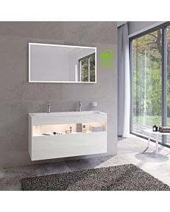 Keuco Stageline meuble sous-lavabo 32882300100 120 x 62,5 x 49 cm, décor blanc , verre match1 clair, avec blanc
