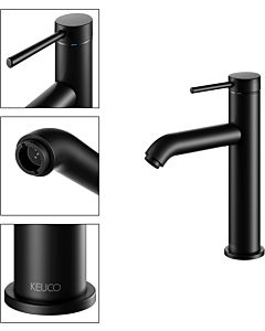 Keuco IXMO Soft basin mixer 59501372101 projection 129mm, without waste set, round rosette, matt black