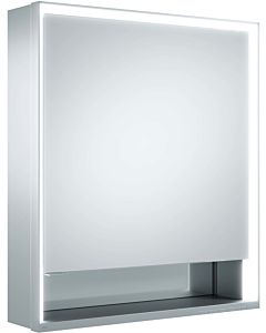 Keuco Royal Lumos armoire à glace 14301171104 650x735x165mm, argent anodisé, porte courte, butée à droite, tige murale