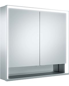 Keuco Royal Lumos mirror cabinet 14302171304 wall stem, silver anodized, mirror heating, 2 short doors, 800 x 735 x 165 mm