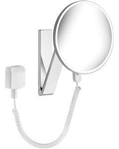 Keuco iLook_move miroir cosmétique 17612059001 beleuchtet , Ø 212 mm, câble spiralé, nickel brossé, transformateur à fiche