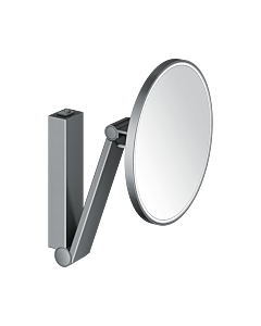 Keuco miroir cosmétique iLook_move 17612139004 chrome noir brossé, modèle mural, beleuchtet , Ø 212 mm