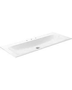 Keuco X-Line Bathroom ceramics washstand 33180311203 120,5x49,3cm, with 3 tap holes and overflow system Clou, white