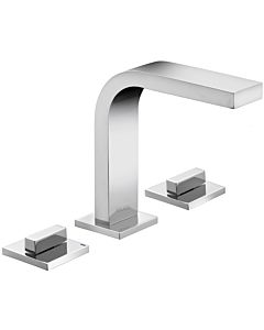 Keuco Edition 11 3-hole basin mixer 51115050100 projection 136mm, without pop-up waste, brushed nickel