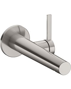 Keuco Ixmo single lever basin mixer 59516051101 projection 219mm, brushed nickel, wall mounting, round rosette