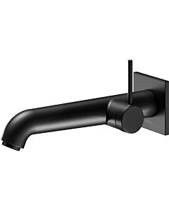 Keuco Ixmo single lever basin mixer 59516371202 projection 225 mm, black matt, wall mounting, square rosette