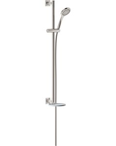 Keuco Ixmo shower set 59587070902 stainless steel finish / white, with single-lever shower mixer, square rosette