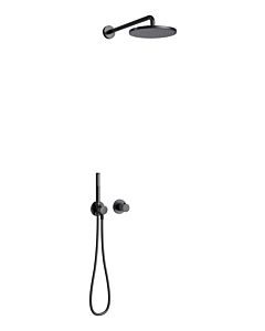 Keuco IXMO shower set 59602370001 with thermostat fitting, for 2 Verbraucher , shower holder/overhead shower, round, matt black