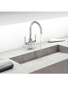 Kludi Nova Fonte two-handle basin mixer 201180515 swiveling / lockable spout, with waste set, chrome