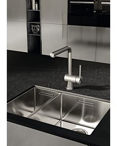 Kludi Steel mélangeur de cuisine à levier unique robinet 45803F877 Bec 360 degrés, levier sur le côté, en acier inoxydable brossé