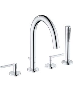 Kludi Nova Fonte bath and shower mixer 204250515 4-hole tile rim installation, with pull-out hand shower, chrome
