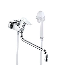 Kludi Pure &amp; easy bath and shower mixer 375920565 chrome, DN 15, wall mounting, 45mm pitch, with shower set