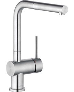 Kludi Steel single-lever kitchen mixer tap 45851F877 swivel spout 180 degrees, pull-out, lever on the side, brushed stainless steel