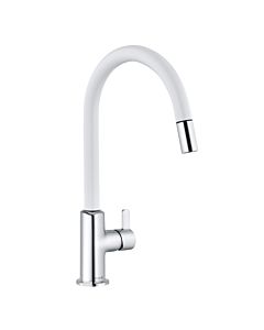 Kludi Bingo Star XS kitchen faucet 468519378 swiveling 230 °, pull-out spout, matt white / chrome