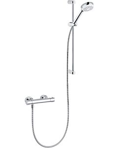 Kludi Logo Shower Duo 6857505-00 with thermostatic shower mixer, wall bar 600mm, chrome