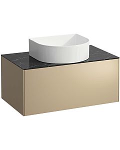LAUFEN Sonar drawer unit / sideboard H4054110341401 77.5x34x45.5cm, cut-out in the middle, gold / Nero Marquina
