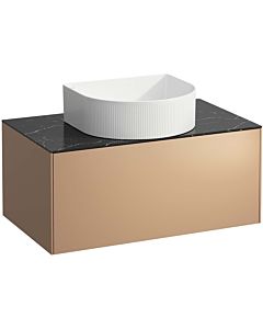 LAUFEN Sonar drawer unit / sideboard H4054110341411 77.5x34x45.5cm, cut-out in the middle, copper / Nero Marquina