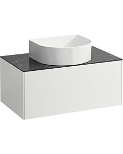 LAUFEN Sonar drawer unit / sideboard H4054110341431 77.5x34x45.5cm, cut-out in the middle, matt white / Nero Marquina