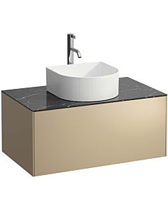 LAUFEN Sonar drawer unit / sideboard H4054150341401 77.5x34x45.5cm, cut-out in the middle, with tap hole, gold / Nero Marquina